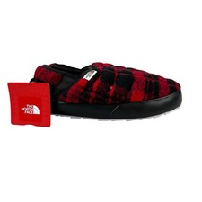 The North Face Thermoball Red Black Plaid Wool Mule Slippers Women's Size 11