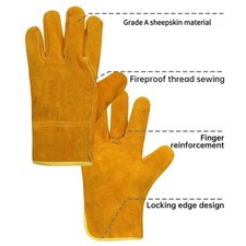 Yellow Leather Gardening Gloves Thorn Proof Garden Work Driver Safety GloveOpens