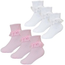 Infant Toddler Baby Girls Lace Frilly Socks Pack of 3 Kids Newborn socks