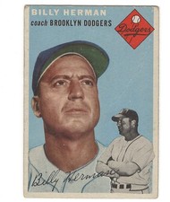 1954 Topps Billy Herman #86 - Brooklyn Dodgers HOF