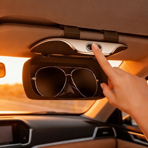 Car Sunglasses Holder Sun Visor Glasses Case Eyeglass Protective Box Black