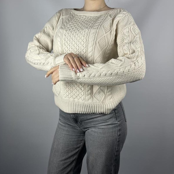 Women Polo Ralph Lauren Sweater Ivory Cotton M