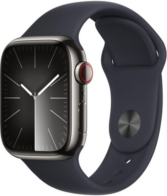 Apple Watch Series 9 GPS Cellular 45mm Edelstahl Smartwatch Grau Sportband Black