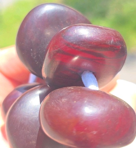 Vintage Cherry Amber Bakelite Faturan Beads 80g • Internal & External Swirling