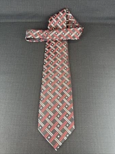 Bergamo New York Black Red Silver X-long Mens Tie 100% Silk 614x 4 XL Necktie