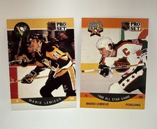 1990-91 Pro Set - Mario Lemieux Base #236 + All-Star #362 Lot Of 2 Penguins EX