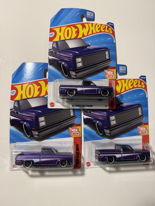 Hot Wheels 83 Chevy Silverado Dollar General Exclusive Lot Of Three. See Pics!