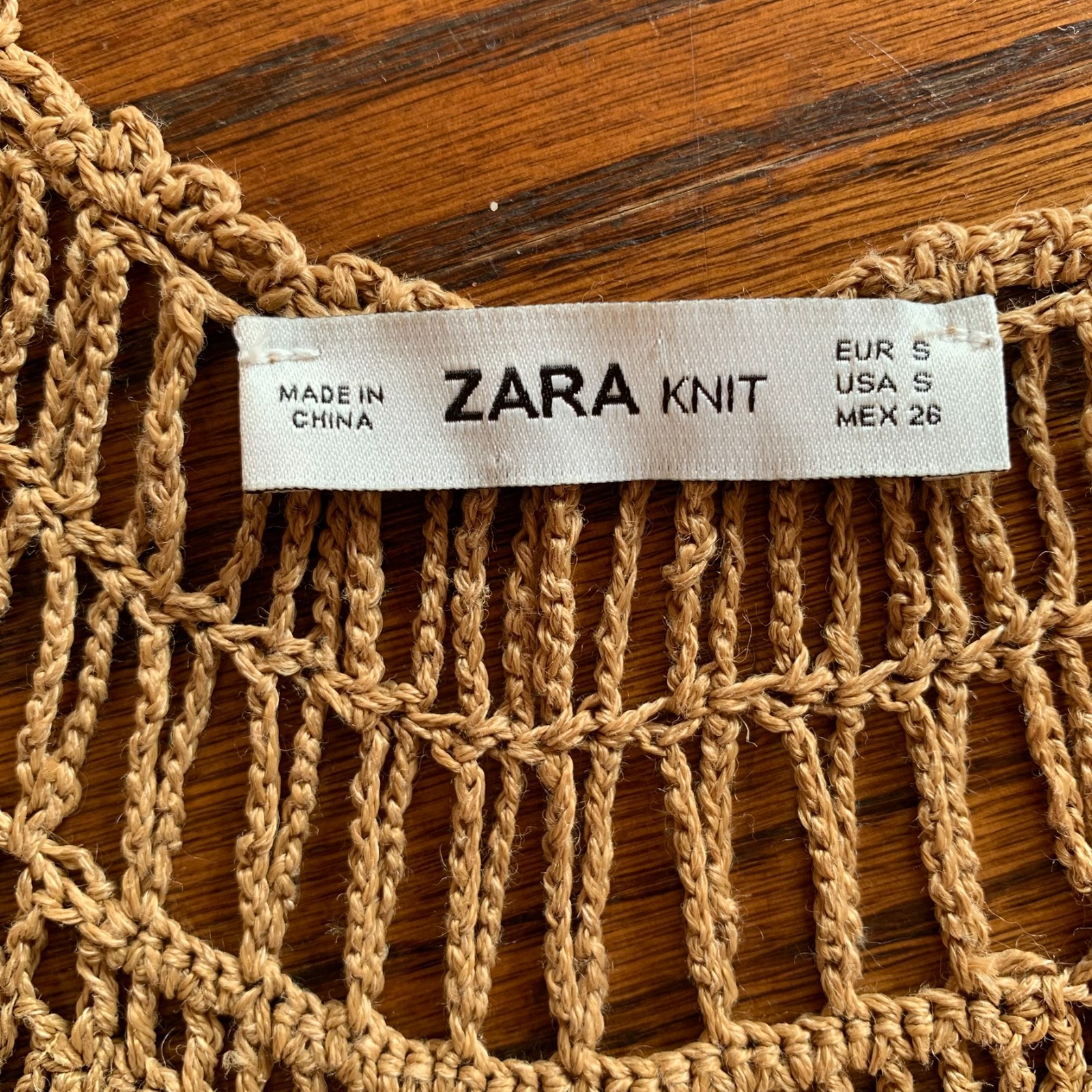 ZARA S Maxi Dress Crochet Yoke Linen Blend Sand Tan Boho Festival Beach Resort thumbnail 6