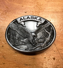 VINTAGE 1986 SISKIYOU STATE OF ALASKA FLYING EAGLE BELT BUCKLE