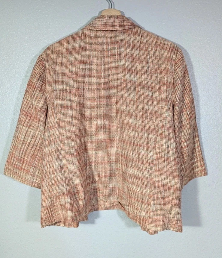 Chaqueta Blazer Coldwater Creek Mujer Talla 16 Dos Botones Forrada Tweed Mezcla Lino Mb Foto 2 de 4