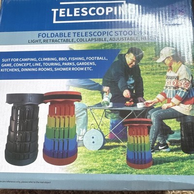Telescopic Foldable Collapsible Stool Adjustable Height Portable Camping 400lb