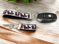 Dachshund Keychain, Handmade, Wristlet Keychains, Backpack zipper pull, Key Fob