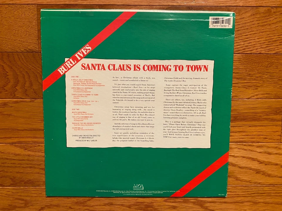 Burl Ives - Santa Claus is Coming to Town LP  MCA 1987 Holly Jolly Christmas VG+ - Image 2 of 4