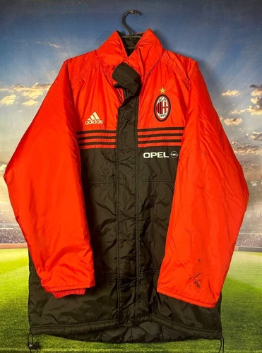 AC Milan Rare Vintage Training Football Soccer Winter Puffer Jacket Adidas Men L