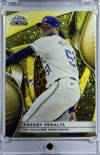 2025 Topps Chrome Black - Freddy Peralta #7 Gold Mini-Diamond Refractor /50
