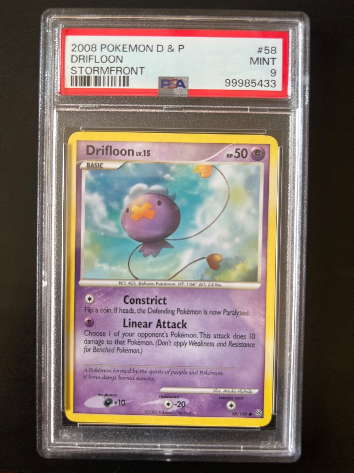 2008 POKEMON DIAMOND & PEARL STORMFRONT #58 DRIFLOON STORMFRONT PSA 9