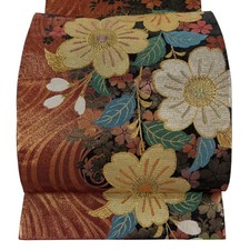Japanese Kimono Fukuro obi excellent item cherry blossom running water gold thre