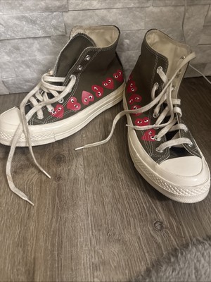 Converse Chuck 70 High Top Comme des Garcons Play Multi Heart Green Sz 6 Men,8Wo