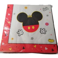 Servilletas Felices Inspiradas en Mickey - Paquete de 25, vajilla de fiesta de dibujos animados rojos y negros