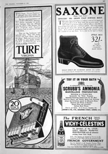 Old 1916 Turf Virginia Cigarettes Saxone Shoe Scrubbs Ammonia Mineral 20th