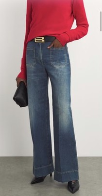 Victoria Beckham Alina Jeans in Mid Blue Wash Size 31R RRP £390 NWT UK 12 