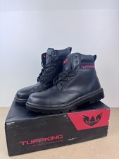 Image of Tuffking Safety Boots Steel Toe Black Work Boots Size UK 9 New