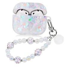Cute Case for Airpod 4 with Bling Pearl Lanyard Girly for Airpods 4 Colorful