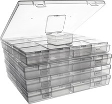 Bead Storage Containers - 64 Clear Plastic Bead Organizer Boxes with Hinged Lid,