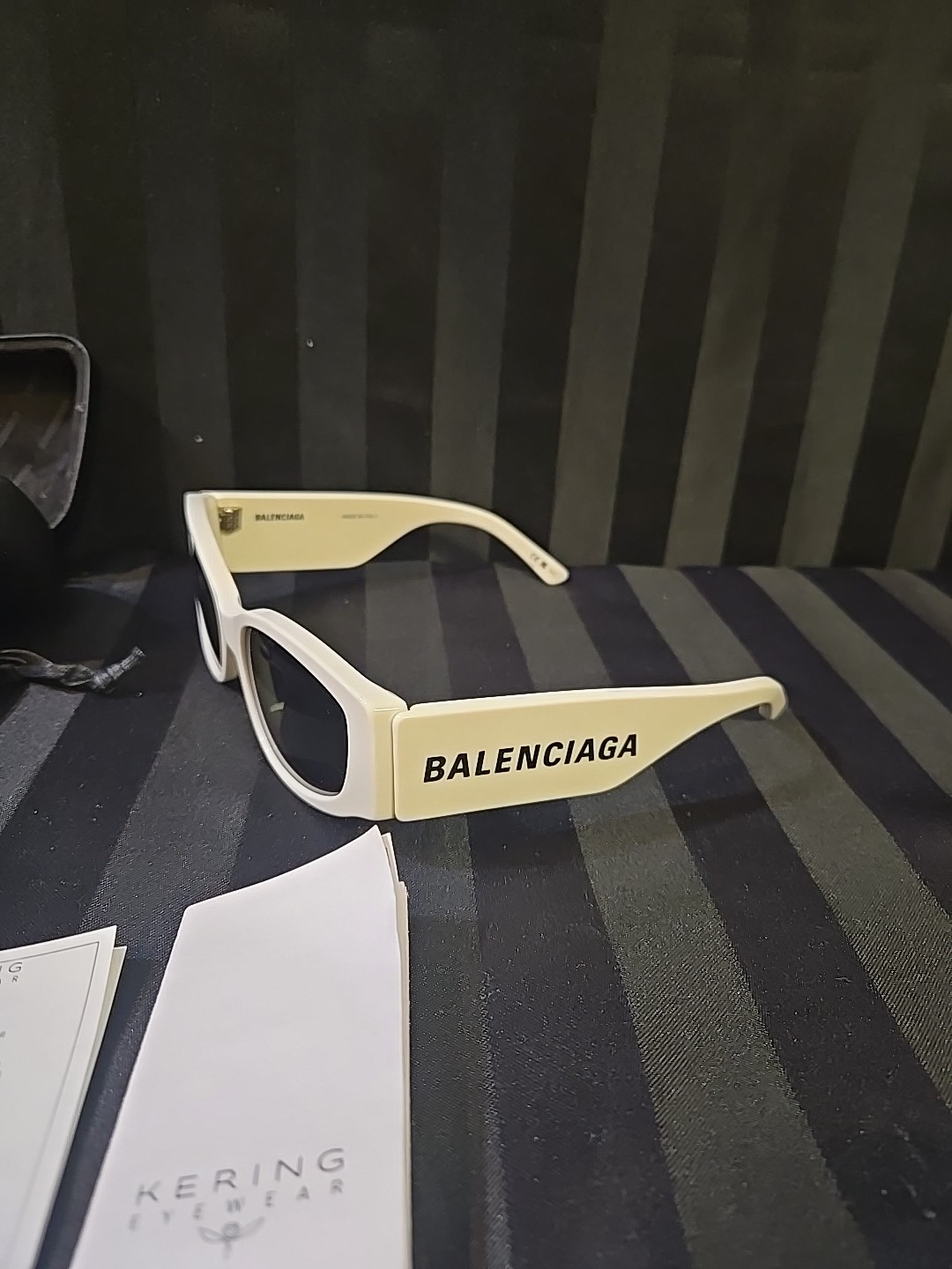 Balenciaga Women's Sunglasses XL Cat Eye White Frame With Case  thumbnail 3
