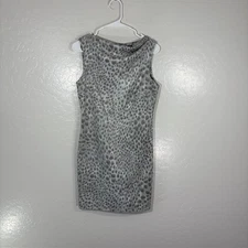 J McLaughlin Dress Womens XS Gray Animal Print Sleeveless Sheath Bodycon Party