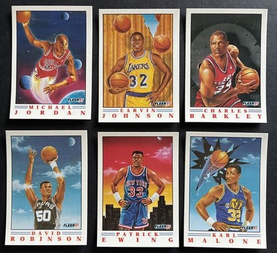 1991 Fleer NBA Pro Vision Complete 6 Card Insert Set. Michael Jordan, Magic ++
