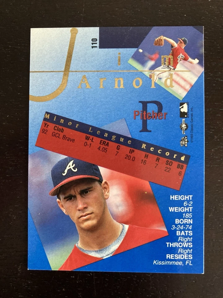 1993 Classic Best Gold #110 Jim Arnold Signed Autograph Auto - Image 2 of 2