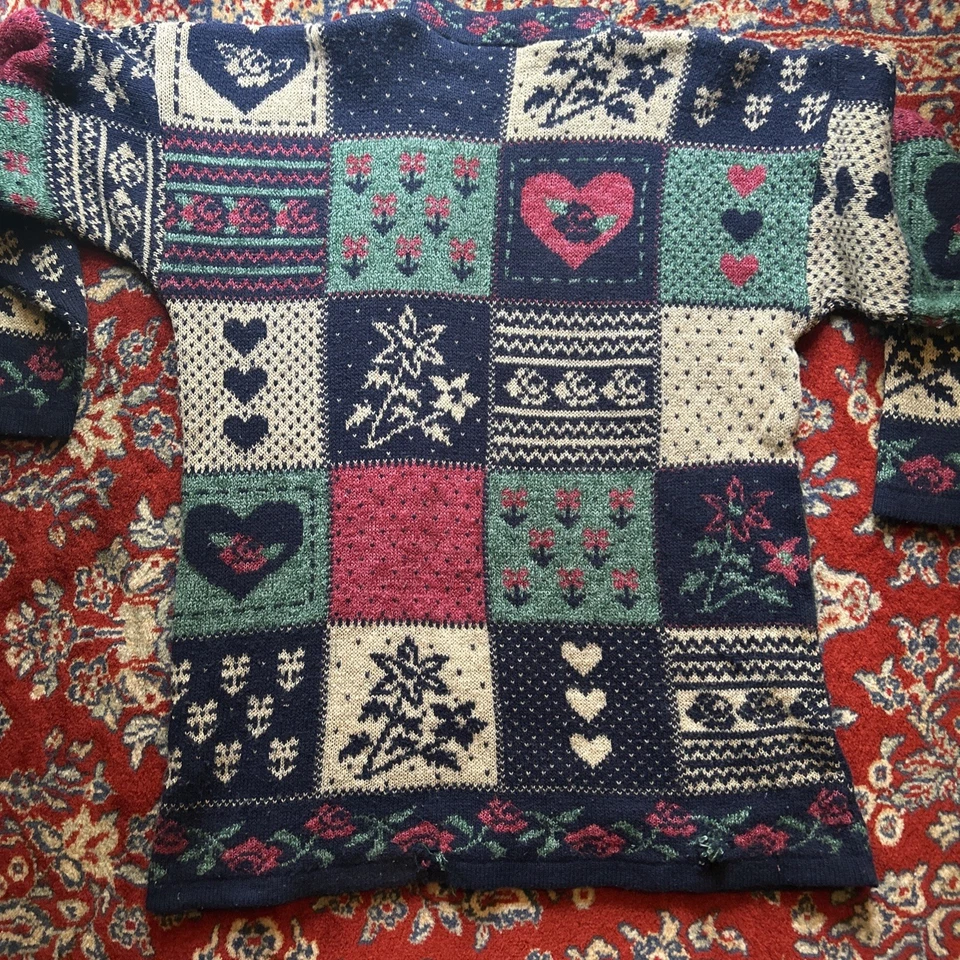 Suéter Pullover Vintage Años 90 Edición Básica Talla S Floral Grandmacore Cottagecore Foto 4 de 4