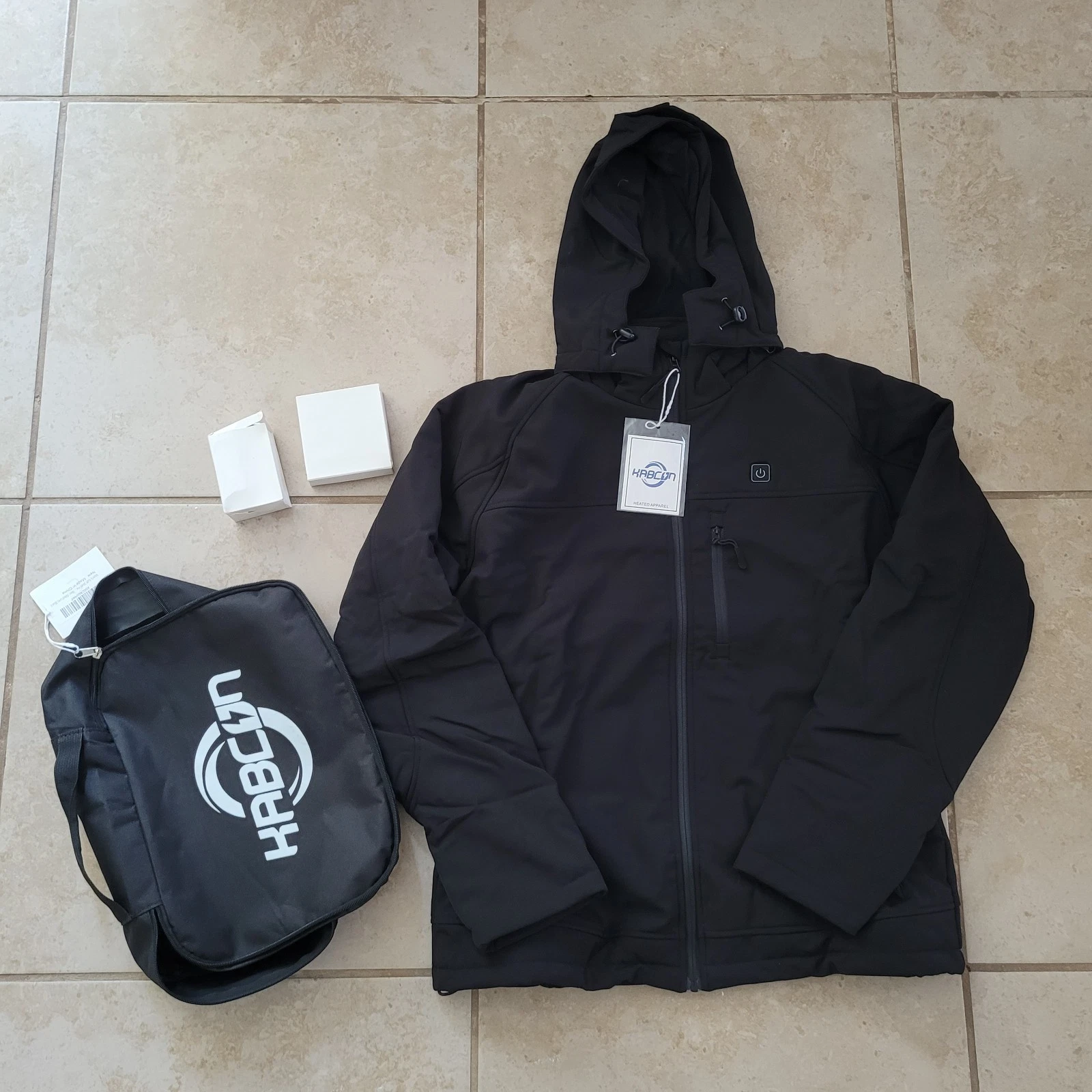 kabcon heated jacket soft shell mens size m medium black