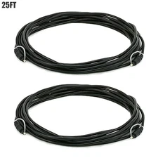 2 Pcs 25FT Toslink SPDIF Digital Optical Audio Cable Fiber Optic Cord Black