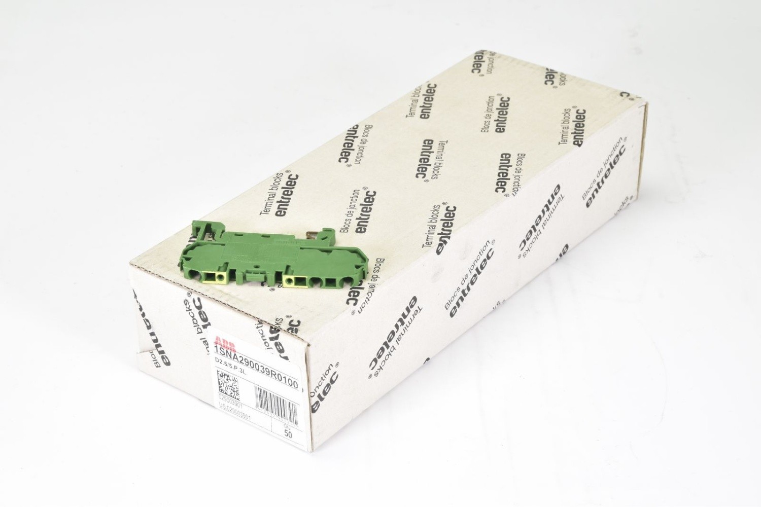 ABB 1SNA290039R0100 D2.5/5.P.3L Entrelec spring-cage terminal block (1PU=50Pcs.)