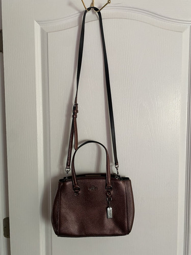 Coach Stanton Carryall 26 in Pebble Leather Metallic Burgundy 36877 - Picture 20 of 20
