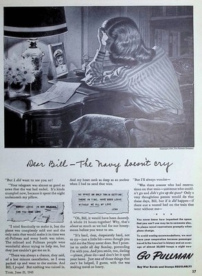 Original 1943 Vintage Print Ad: The Pullman Company-during World War II.