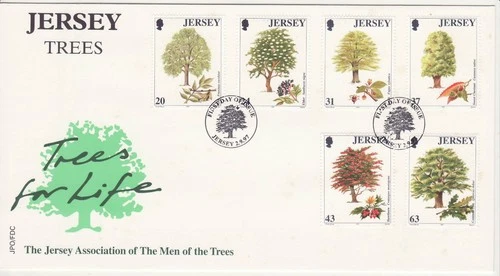 GB Stamps First Day Cover Jersey Trees, Oak, Chestnut, beech, Ash. elder 1997