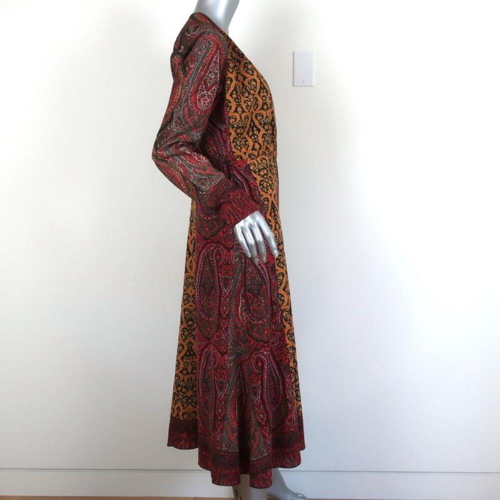 Etro Midi Dress Paisley Print Stretch Crepe Size 44 Long