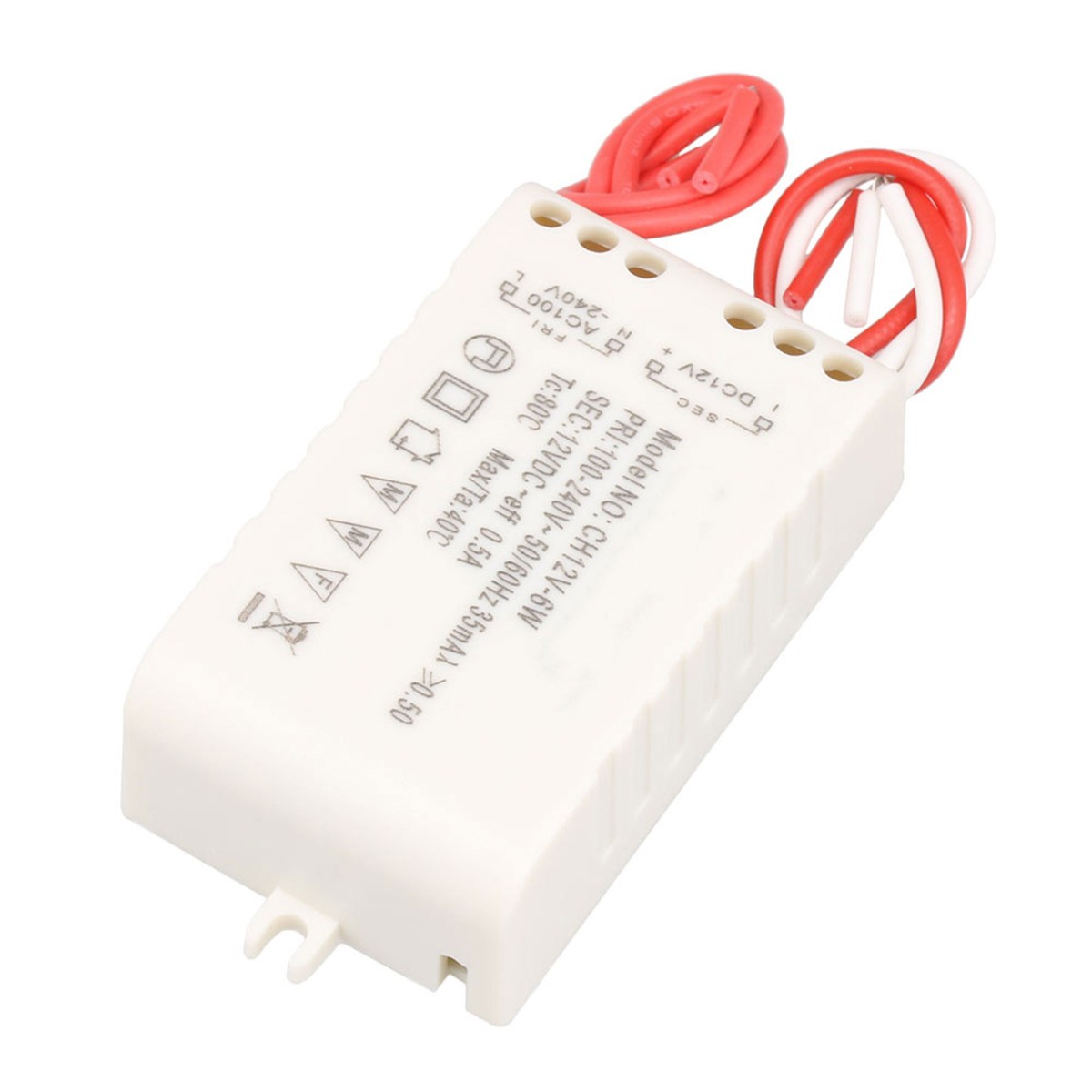 LED Driver 100V-240V AC to 12V DC 6W 0.5A Voltage Output for LED