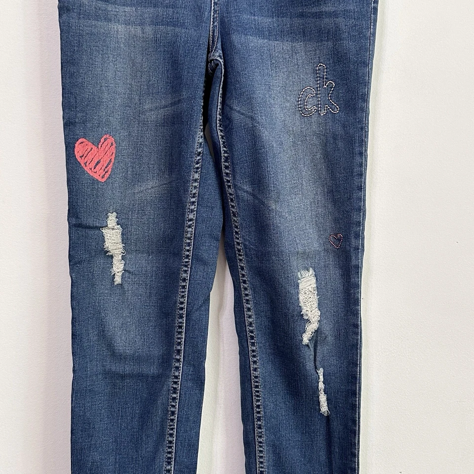 Calvin Klein Girls Jeans 12 Boyfriend Fit 26 x 27 Distressed Casual School Blue - Image 3 of 4