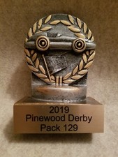 Racing Derby Trophy for Pinewood- free personalized plaque Trophies and Award