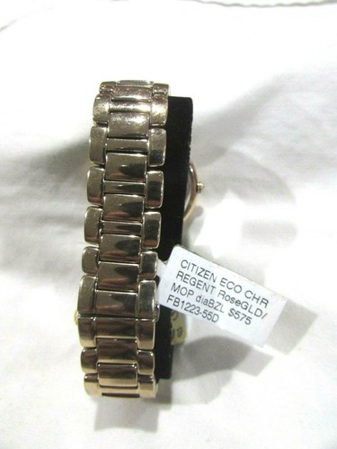 CITIZEN REGENT LUNETTA DONNA DIAMANTE ECO DRIVE QUADRANTE BIANCO ORO ROSA FB1223-55D - Foto 3 di 5