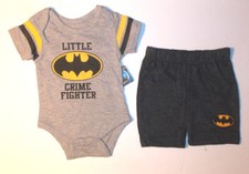 DC Comics Batman Infant Boys 2pc Bodysuit  Shorts Outift Size 3-6M NWT
