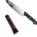 BLOODY KITCHEN KNIFE AND FAKE BLOOD HALLOWEEN FANCY DRESS HANDHELD PLASTIC PROP