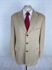 Custom Made Men's Beige Faux Suede Blazer 42 Regular Three Button