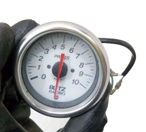 BLITZ 60mm Electronic Oil Pressure Gauge OIL PRESS Silver White AS-IS No Sensor - Picture 2 of 6