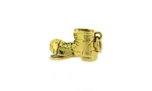 9 ct charm old boots leather hob nail open toe yellow solid gold 3D vintage 1986 - Picture 18 of 24
