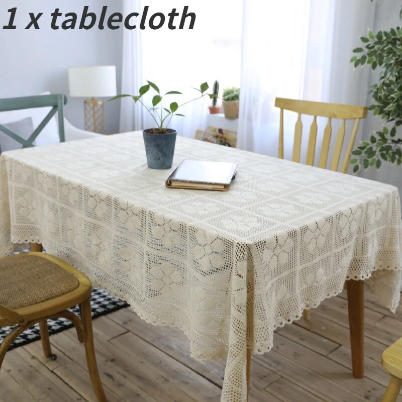 Retro Baumwolle Häkel Spitze Tischdecke Rechteckig Tischtuch Hohl Gewebt Ess - Bild 3 von 4